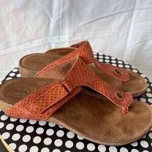 Taos Lucy Orange Snakeskin Leather Comfort Sandals Size 9-9.5